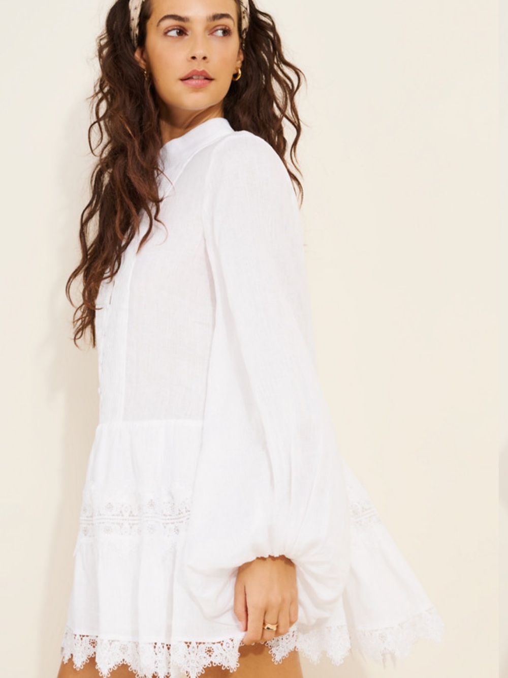 Bardot Antonia Lace Trim Linen Mini Dress XXL - Picture 4 of 13